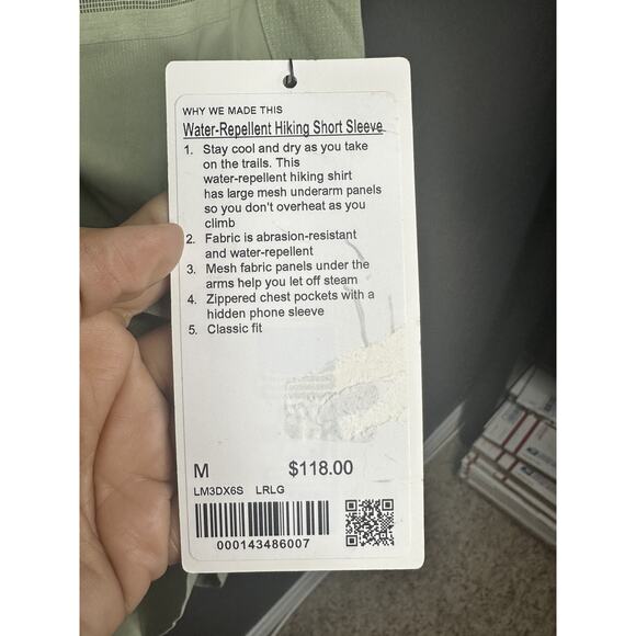 Lululemon Water Repellent Hiking Short Sleeve Shirt LRLG Men's Size Medium NWT - Picture 10 of 10